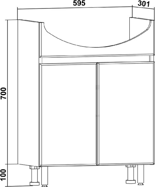 Изображение товара Тумба с умывальником Runo Лада 60 + Уют 60 (напольная, блэквуд/белый)