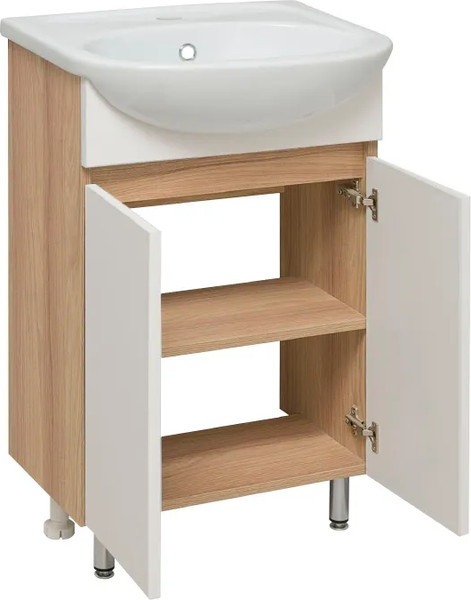 Изображение товара Тумба с умывальником Runo Лада 60 + Уют 60 (напольная, блэквуд/белый)