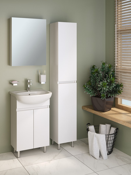 Изображение товара Тумба с умывальником Runo Лада 60 + Уют 60 (напольная, белый)