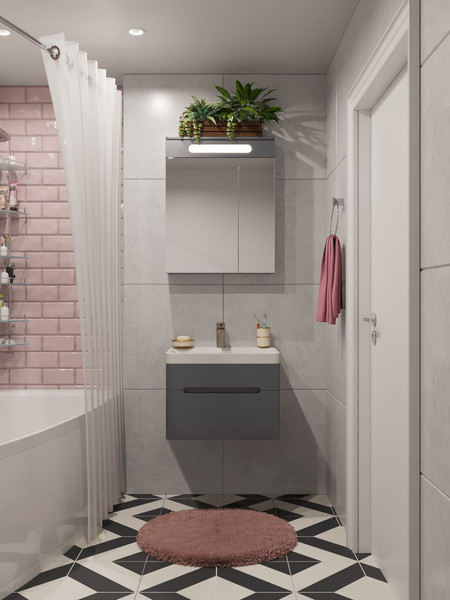 Изображение товара Тумба с умывальником Runo Парма 60 + Omega 60 (подвесная, графит)