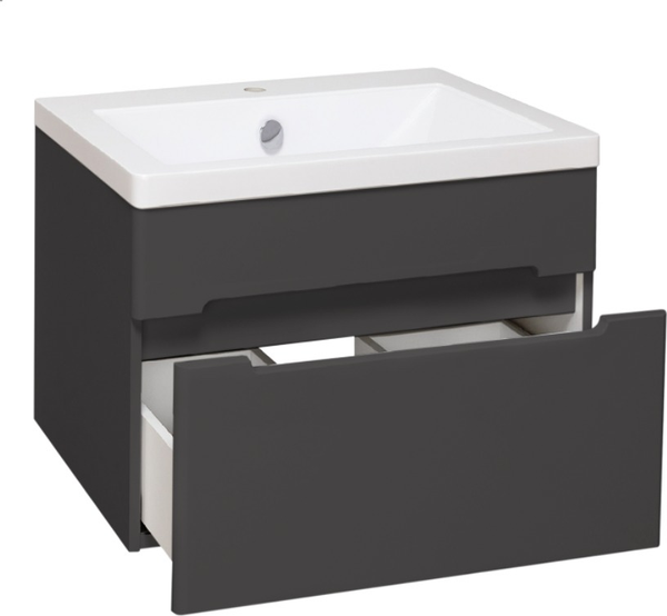 Изображение товара Тумба с умывальником Runo Парма 60 + Omega 60 (подвесная, графит)