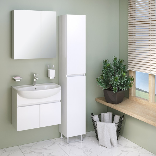 Изображение товара Тумба с умывальником Runo Лада 60 + Уют 60 (подвесная, белый)