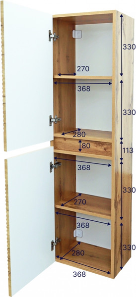 Изображение товара Шкаф-пенал для ванной Doratiz Сицилия 40 / 2712.312 (дуб вотан, подвесной)