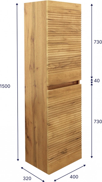 Изображение товара Шкаф-пенал для ванной Doratiz Сицилия 40 / 2712.312 (дуб вотан, подвесной)