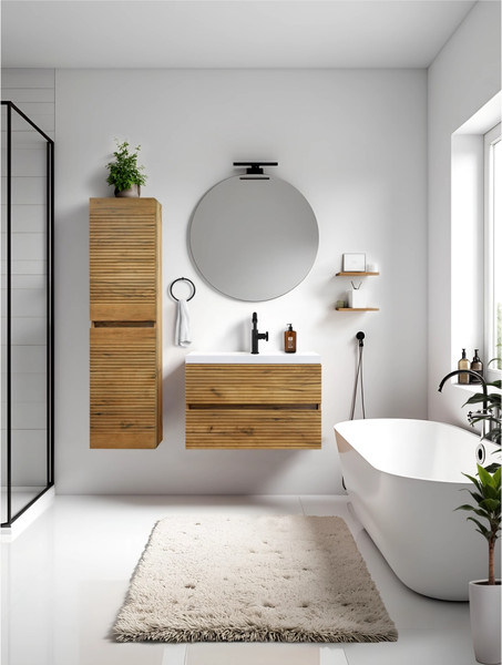 Изображение товара Шкаф-пенал для ванной Doratiz Сицилия 40 / 2712.312 (дуб вотан, подвесной)