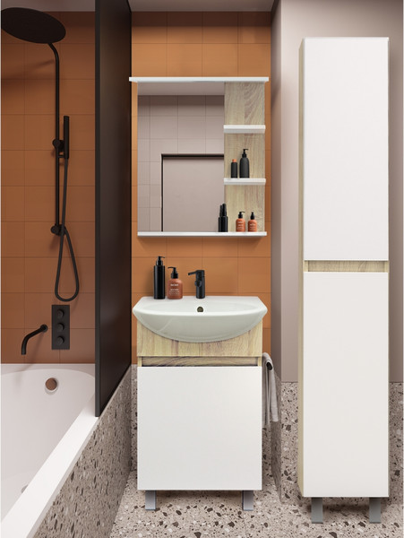 Изображение товара Зеркало Doratiz Доминикана 57 / 2711.176 (белый/дуб сонома, с полками)