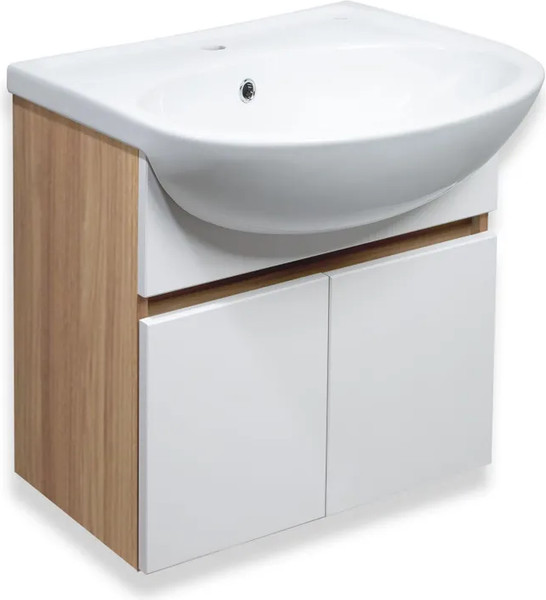 Изображение товара Тумба с умывальником Runo Лада 60 + Уют 60 (подвесная, блэквуд/белый)