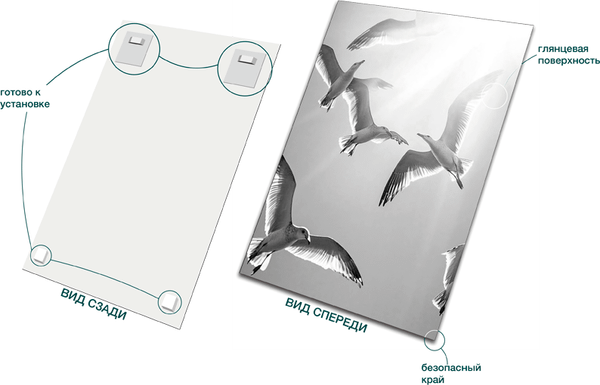 Изображение товара Картина на стекле Stamprint Чайки AN026 (70х50см)