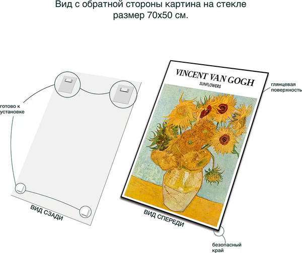 Изображение товара Картина на стекле Stamprint Подсолнух PT036 (70х50см)