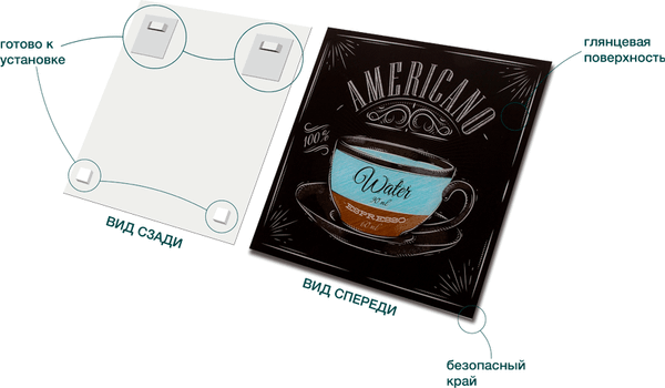 Изображение товара Картина на стекле Stamprint Американо KT079 (50х50см)