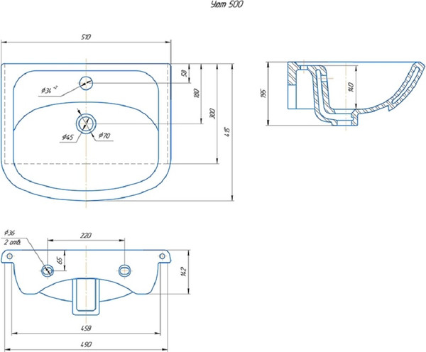 Изображение товара Тумба с умывальником Runo Севилья 50 + Уют 50 (напольная)
