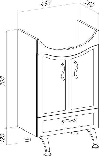 Изображение товара Тумба с умывальником Runo Севилья 50 + Уют 50 (напольная)