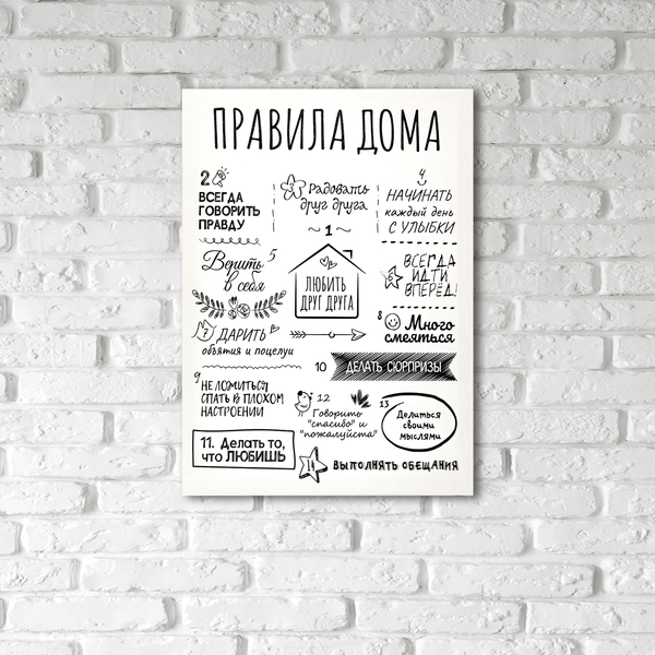 Изображение товара Картина на стекле Stamprint Правила дома IN004 (70х50см)
