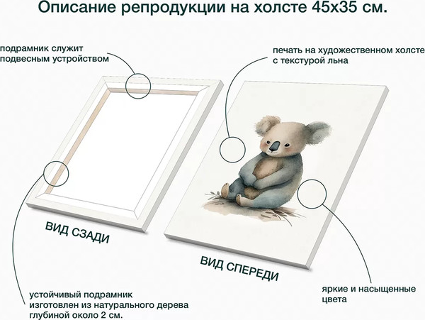 Изображение товара Картина Stamprint Задумчивая коала / CD024 (45х35см)