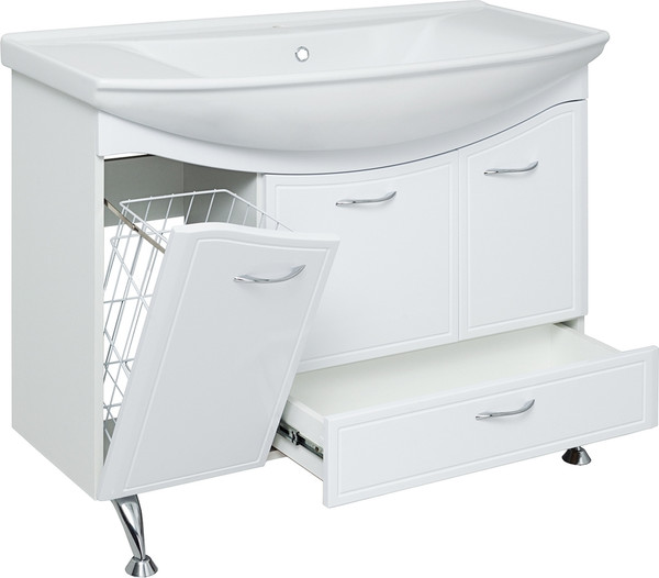 Изображение товара Тумба с умывальником Runo Севилья 105 с корзиной для белья + Стиль 1050 (напольная)