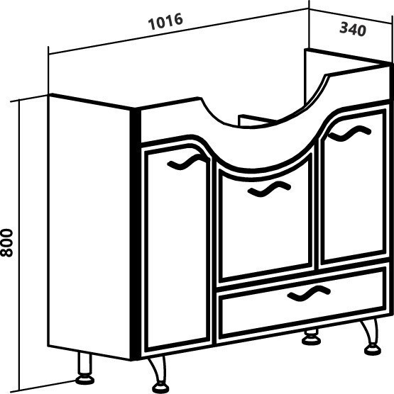 Изображение товара Тумба с умывальником Runo Севилья 105 с корзиной для белья + Стиль 1050 (напольная)
