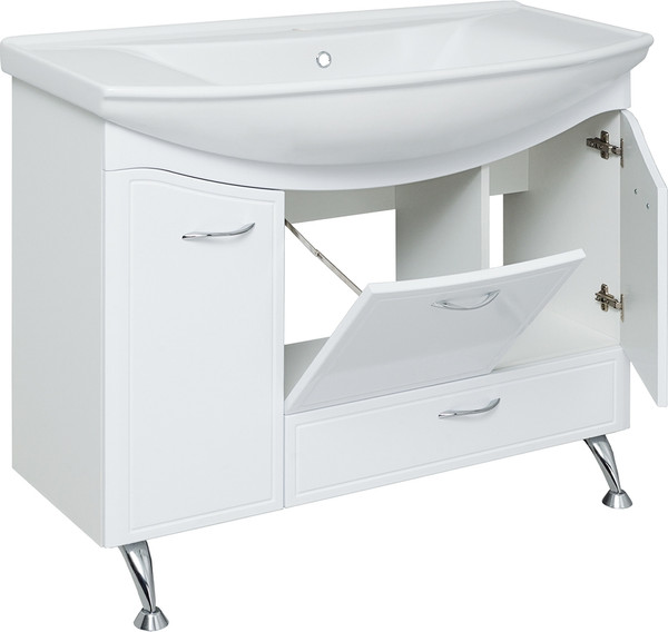 Изображение товара Тумба с умывальником Runo Севилья 105 с корзиной для белья + Стиль 1050 (напольная)