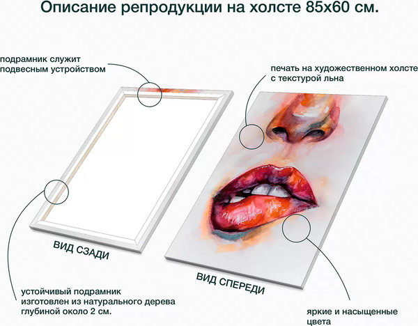 Изображение товара Картина Stamprint Губы / АТ047 (85х60см)