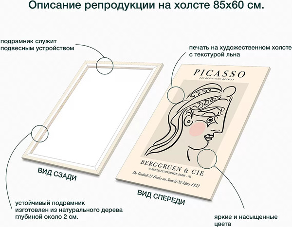 Изображение товара Картина Stamprint Девушка Пикассо / АТ055 (85х60см)