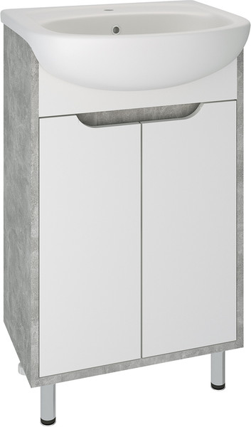 Изображение товара Тумба с умывальником Runo Эко 60 + Уют 60 (напольная, белый/серый бетон)