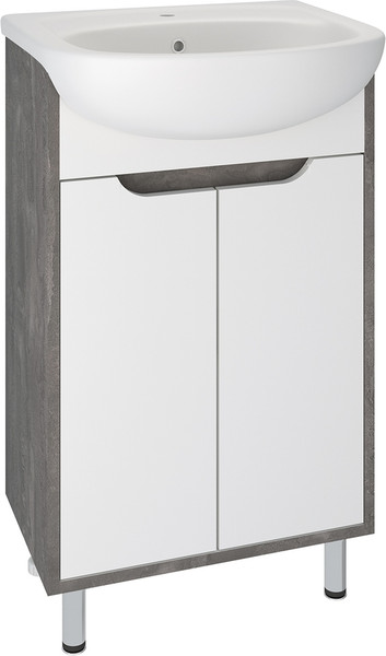 Изображение товара Тумба с умывальником Runo Эко 50 + Уют 50 (напольная, белый/железный камень)