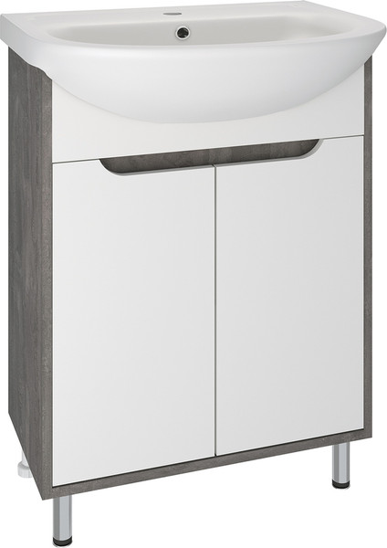 Изображение товара Тумба с умывальником Runo Эко 60 + Уют 60 (напольная, белый/железный камень)