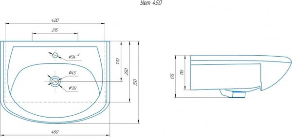 Изображение товара Тумба с умывальником Runo Кипарис 45 + Уют 45 (напольная)