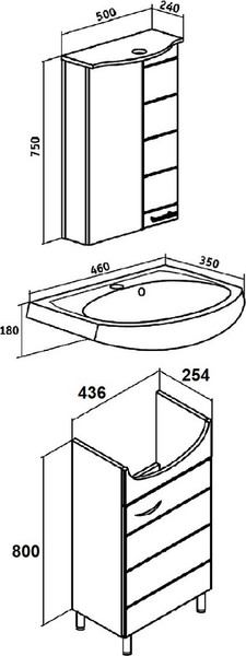 Изображение товара Тумба с умывальником Runo Кипарис 45 + Уют 45 (напольная)