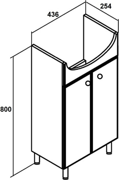 Изображение товара Тумба с умывальником Runo Уют 45 + Уют 45 (напольная)