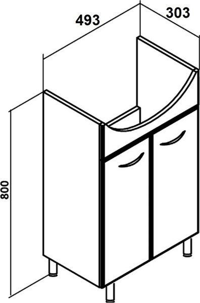 Изображение товара Тумба с умывальником Runo Уют 50 + Уют 50 (напольная)