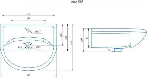 Изображение товара Тумба с умывальником Runo Уют 55 + Уют 55 (напольная)