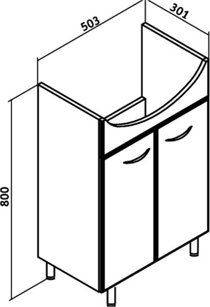 Изображение товара Тумба с умывальником Runo Уют 55 + Уют 55 (напольная)