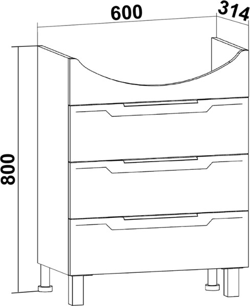Изображение товара Тумба с умывальником Runo Верона 65 + Элеганс 65 (напольная)