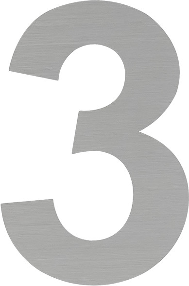 Изображение товара Цифра дверная Нора-М Luxe 3 75мм самоклеющаяся / 20157 (сатин хром, нержавеющая сталь)