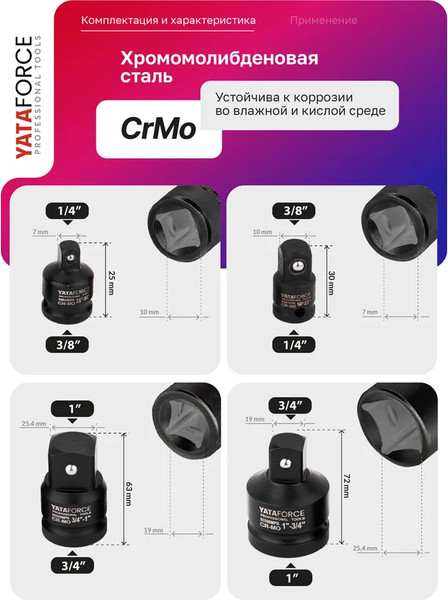 Изображение товара Набор адаптеров слесарных Yataforce YF-4089MPB (66171)