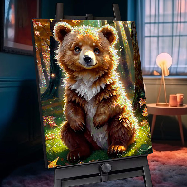 Изображение товара Картина по номерам Флюид Медвежонок В Лесу / SHR0577