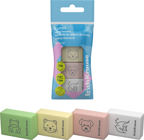 Изображение товара Набор ластиков Erich Krause Cuties / 63053 (4шт)