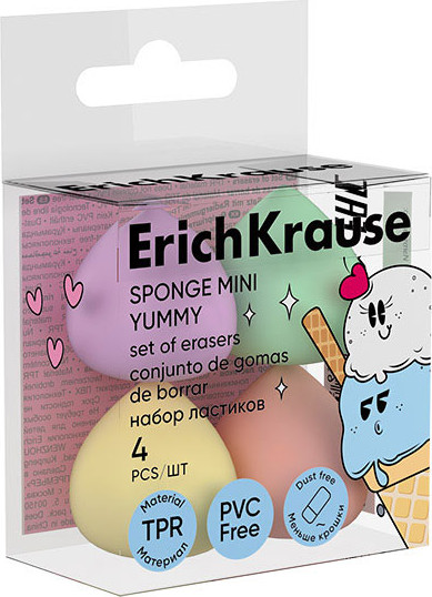 Изображение товара Набор ластиков Erich Krause Sponge Mini Yummy / 63473 (4шт)