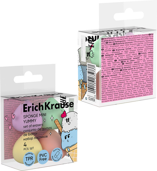 Изображение товара Набор ластиков Erich Krause Sponge Mini Yummy / 63473 (4шт)