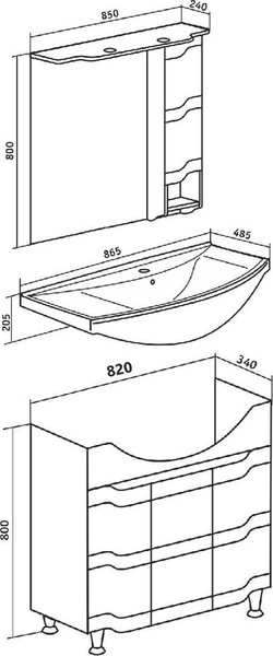 Изображение товара Тумба с умывальником Runo Стиль 85 + Стиль 85 (напольная)