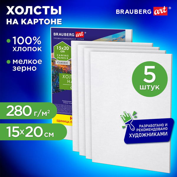 Изображение товара Набор холстов для рисования Brauberg Art Classic / 192648 (5шт)