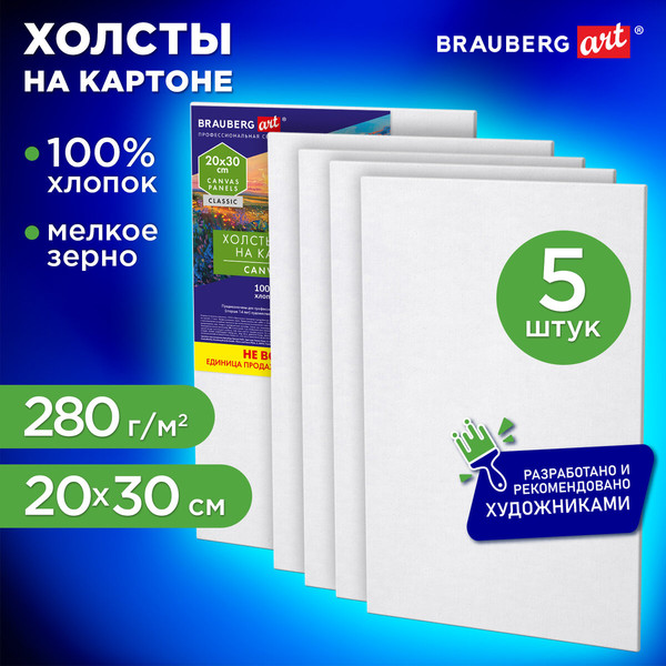 Изображение товара Набор холстов для рисования Brauberg Art Classic / 192651 (5шт)