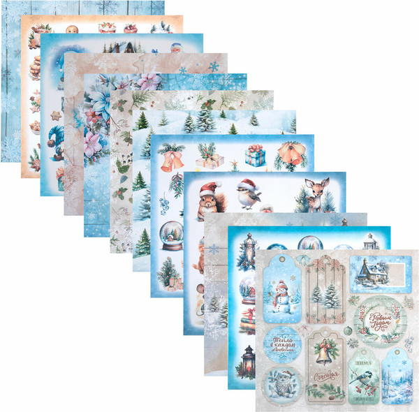 Изображение товара Набор бумаги для скрапбукинга Остров Сокровищ Новогодний дизайн / 665438 (12л)