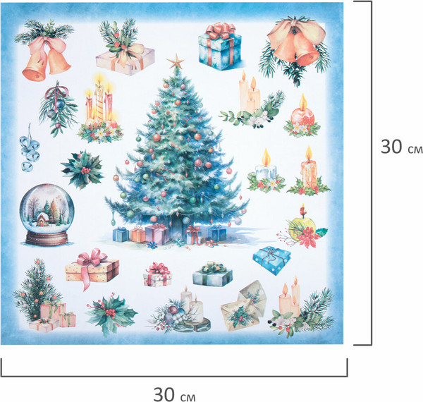 Изображение товара Набор бумаги для скрапбукинга Остров Сокровищ Новогодний дизайн / 665438 (12л)