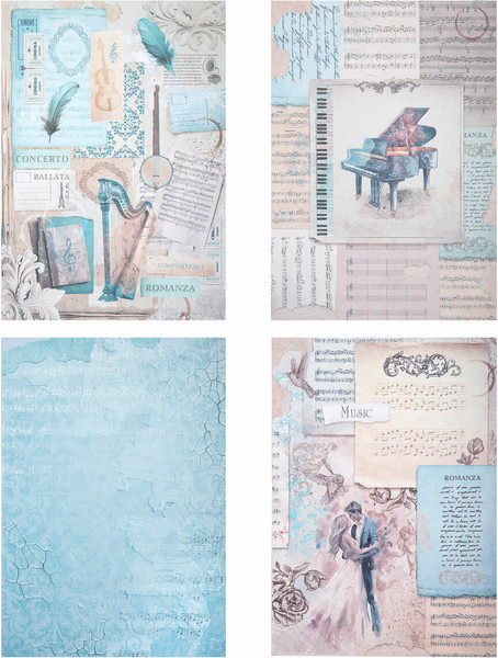 Изображение товара Набор бумаги для скрапбукинга Остров Сокровищ Нотная гамма / 665445 (12л)