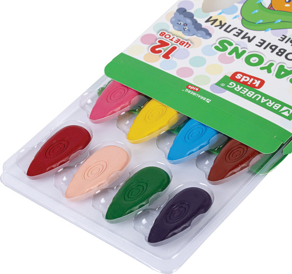 Изображение товара Восковые мелки Brauberg Kids. Капельки / 273094 (12цв)