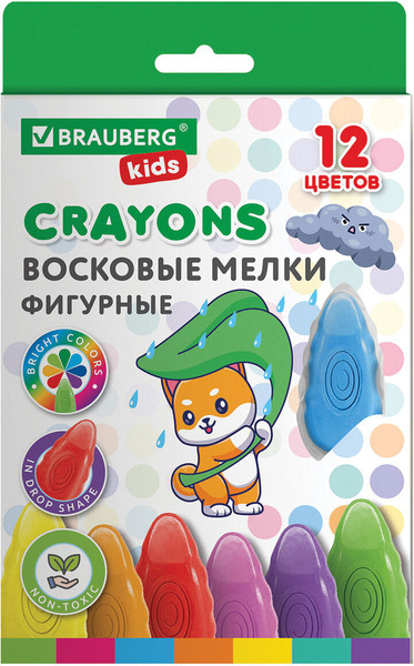 Изображение товара Восковые мелки Brauberg Kids. Капельки / 273094 (12цв)