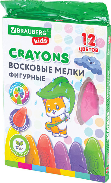 Изображение товара Восковые мелки Brauberg Kids. Капельки / 273094 (12цв)
