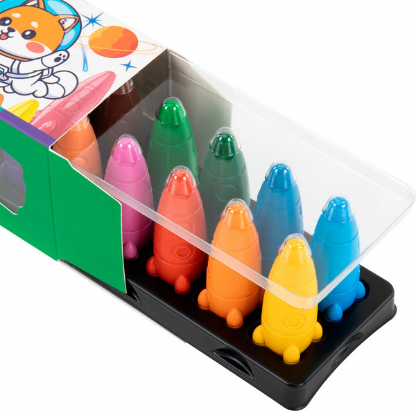 Изображение товара Восковые мелки Brauberg Kids. Ракета. С наклейками / 273082 (12цв)