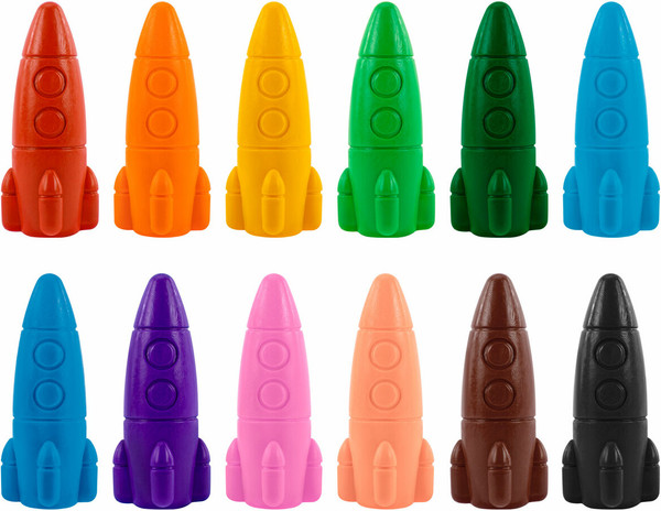 Изображение товара Восковые мелки Brauberg Kids. Ракета. С наклейками / 273082 (12цв)